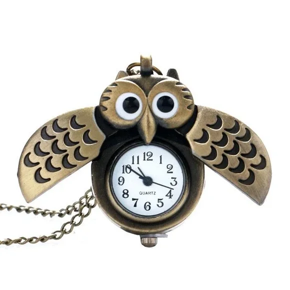 Owl Watch Pendant NEW Bronze Metal Pocket Watch Necklace - Picture 9 of 13